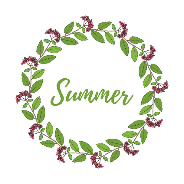 Floral frame with summer flowers and leaves - Vector, Imagen