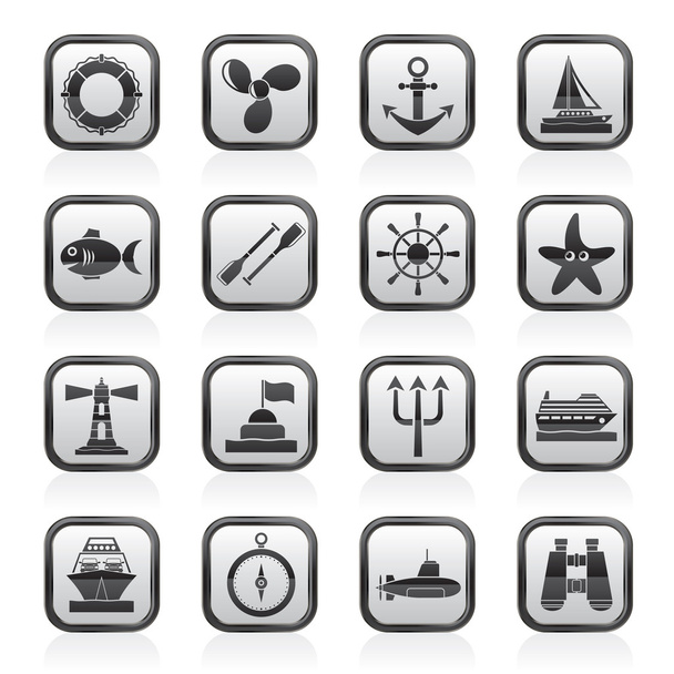 Marine and sea icons - Vetor, Imagem