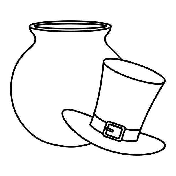 sombrero de copa duende con caldero
 - Vector, imagen