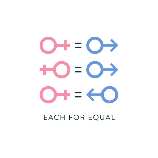 Кожен для однакового логотипу і дизайну типографії для святкування Міжнародного жіночого дня на 8-му марші. Векторна ілюстрація. - Вектор, зображення