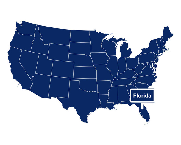 Штат Флорида с дорожным знаком
 - Вектор,изображение