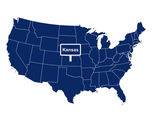 L'état du Kansas avec panneau routier
 - Vecteur, image