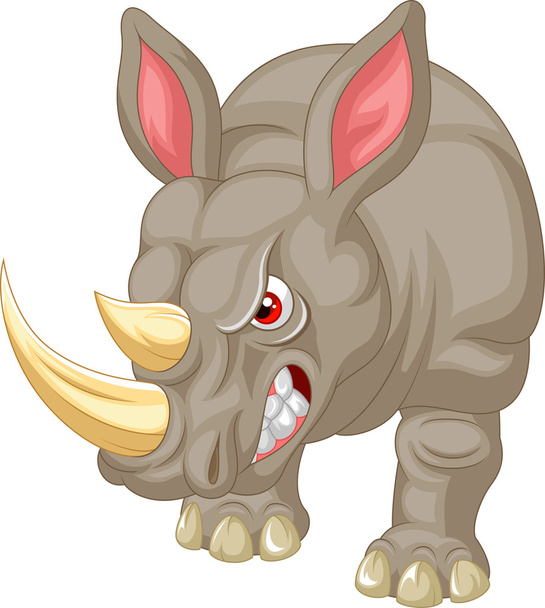 Angry rhino cartoon - Vektori, kuva