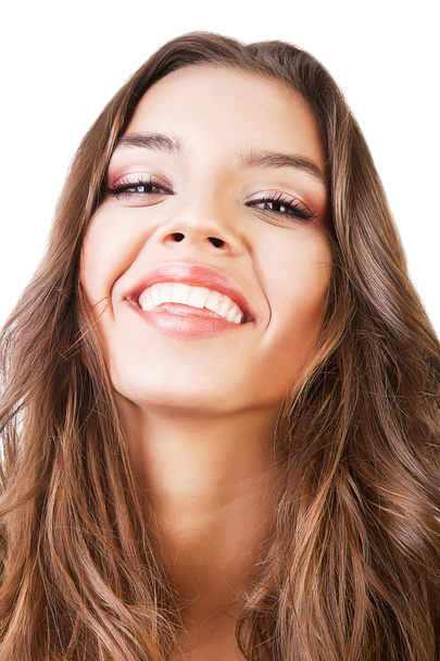 Detailní portrét funny happy usmívající se dívka - Fotografie, Obrázek