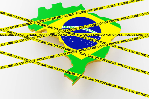 Brazil crime concept, police investigation. 3D map of Brazil. 3d rendering - Photo, Image