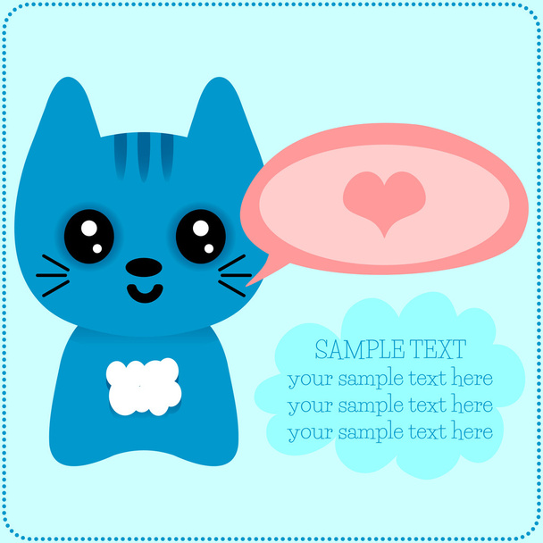 Cute kitty romantic card template - Διάνυσμα, εικόνα