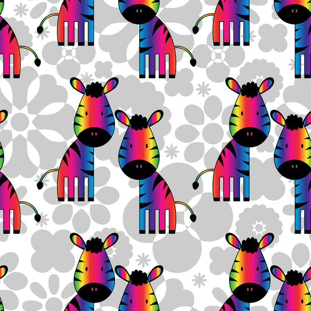 Seamless pattern with funny rainbow zebras - Wektor, obraz