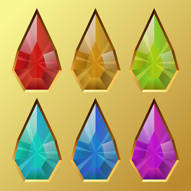 Color water drop shaped gem vector illustration. - Vektor, Bild