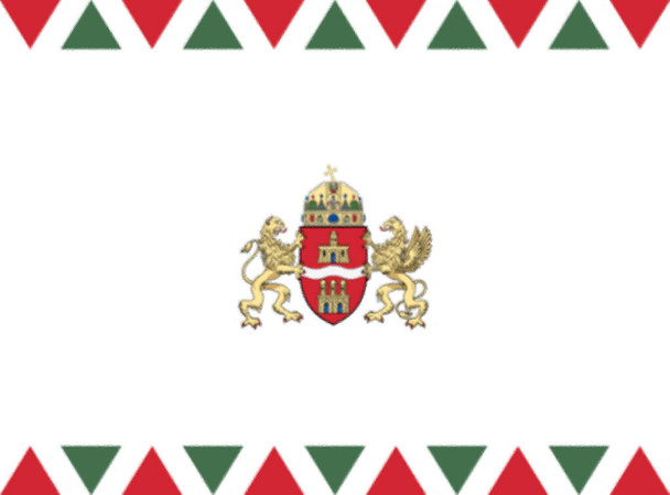 Прапор Будапешта - столиця і найбільш густонаселене місто Угорщини, і десяте за величиною місто в Європейському Союзі. Приклад вектора - Фото, зображення