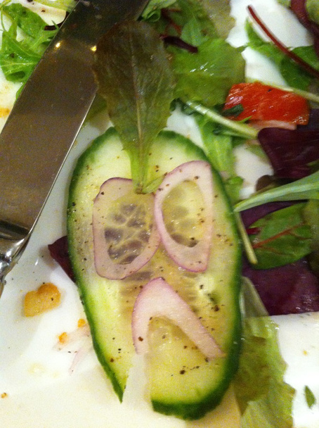 Gesundes Leben - Salatessen Gesichter - Foto, Bild