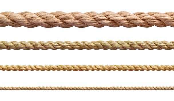 collection of  various ropes string on white background. each one is shot separately - Photo, Image