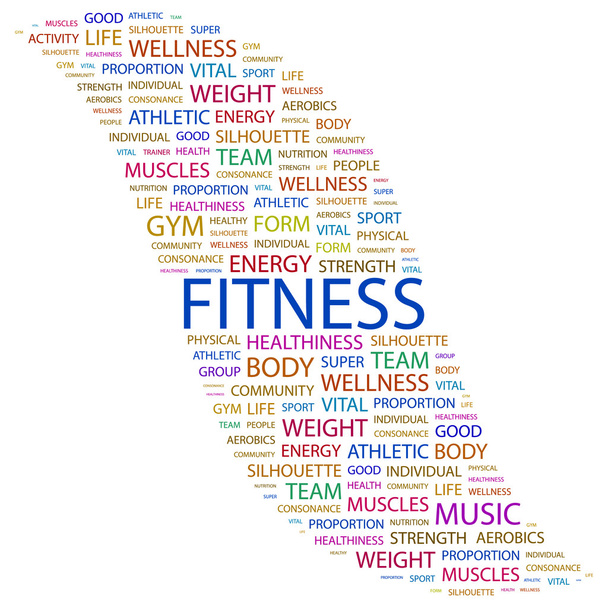 FITNESS. Word collage on white background - Vector, Image
