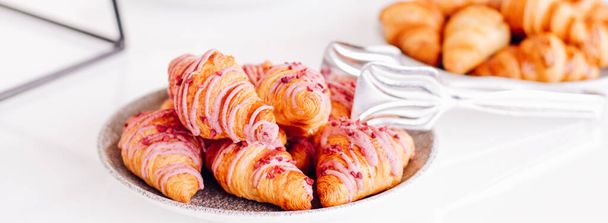 Pastry, cookies and croissants, sweet desserts served at charity event - food, drinks and menu concept as holiday background banner for luxury brand design - Photo, Image