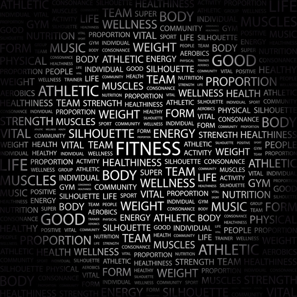 FITNESS. Word collage on black background. - ベクター画像