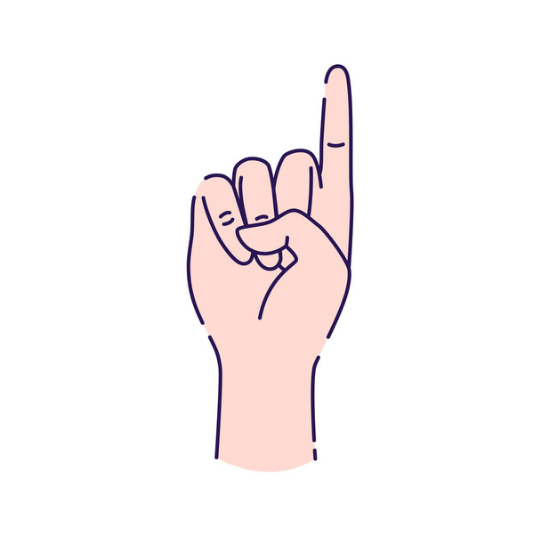 Mano mostrando un icono de línea de conteo. Apuntando con la mano. Haz el gesto del dedo índice hacia arriba. Pictograma para página web, aplicación móvil, promo. UI UX elemento de diseño de interfaz gráfica. Carrera editable
 - Vector, Imagen
