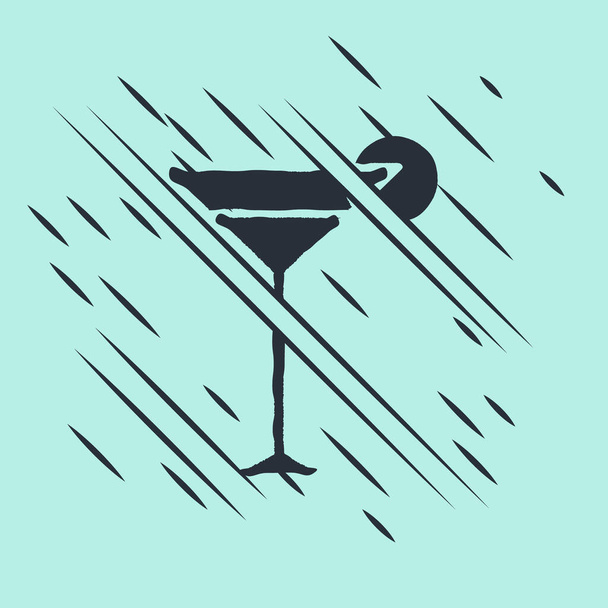 Černá Martini skleněná ikona izolované na zeleném pozadí. Ikona koktejlu. Ikona sklenice. Chybový styl. Vektorová ilustrace - Vektor, obrázek