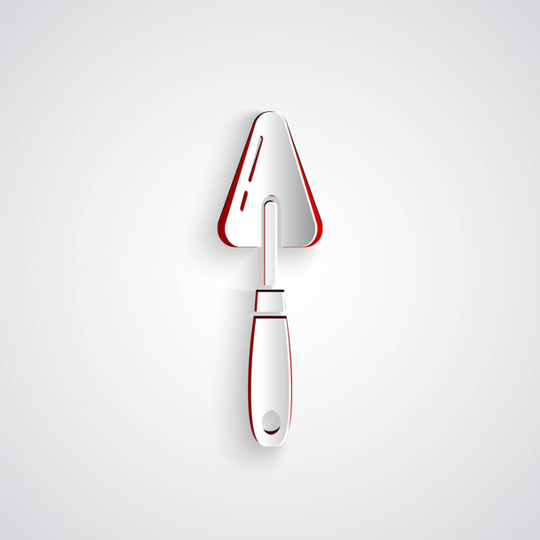 Иконка ножа палитры бумаги изолирована на сером фоне. Бумажный стиль. Векторная миграция
 - Вектор,изображение