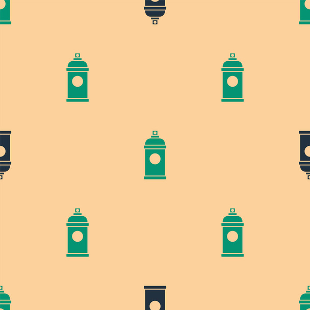 Green and black Paint spray can icon isolated seamless pattern on beige background. Vector Illustration - Vector, Image