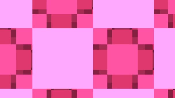 Wiele warstw różowych kwadratów w paralaksie warstwowych siatek - Materiał filmowy, wideo