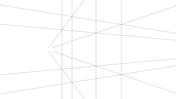 Točící se smyčka jednoduché čáry nakreslené čtvercové krychlové místnosti - Záběry, video