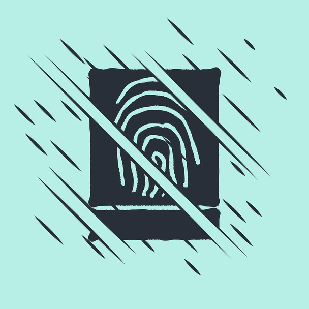 Icono de huella dactilar negra aislado sobre fondo verde. Icono de aplicación ID. Signo de identificación. Touch id. Estilo Glitch. Ilustración vectorial
 - Vector, Imagen