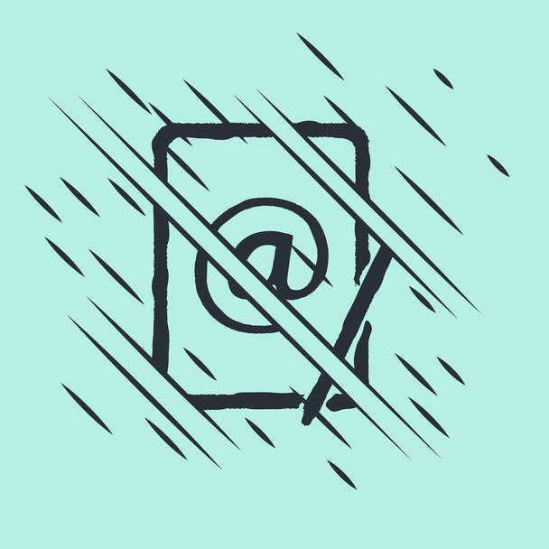 Czarna Poczta i ikona e-mail izolowane na zielonym tle. E-mail z symbolem koperty. Znak wiadomości e-mail. Styl usterki. Ilustracja wektora - Wektor, obraz