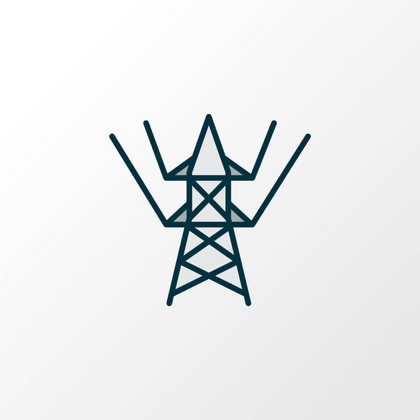 Elektrische energie torens pictogram gekleurde lijn symbool. Hoogwaardig geïsoleerd telecommunicatie-element in trendy stijl. - Vector, afbeelding