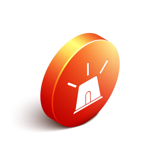 Isometric Flasher siren icon isolated on white background. Emergency flashing siren. Orange circle button. Vector Illustration - Vector, Image