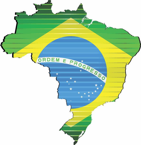 Błyszcząca mapa Grunge Brazylii - Ilustracja, Trójwymiarowa mapa Brazylii - Wektor, obraz