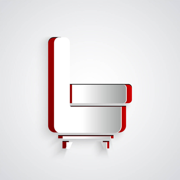 Paper cut Armchair icon isolated on grey background. Paper art style. Vector Illustration - Vektor, obrázek