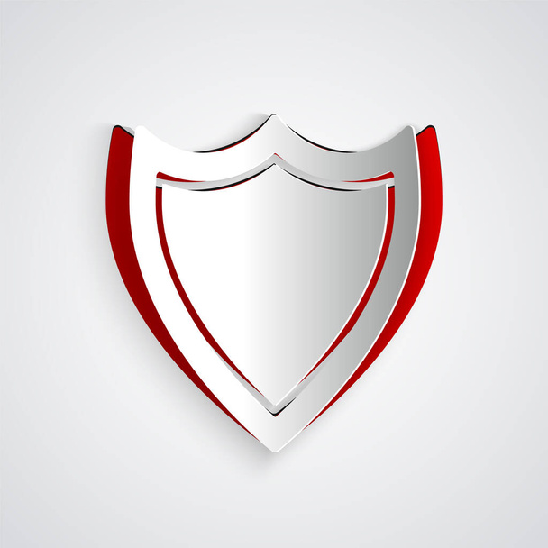 Icona Paper cut Shield isolata su sfondo grigio. Segno di guardia. Sicurezza, protezione, protezione, privacy. Stile cartaceo. Illustrazione vettoriale
 - Vettoriali, immagini