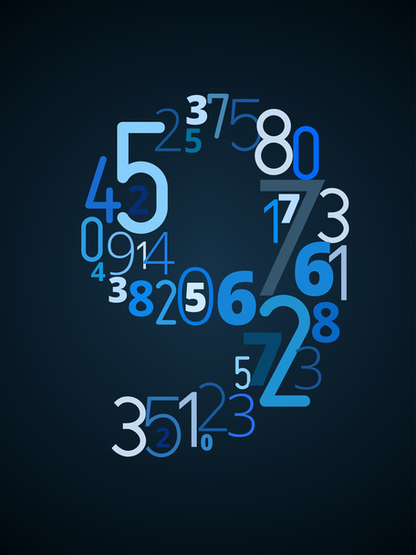 Number 9, vector font from numbers - Vector, Image
