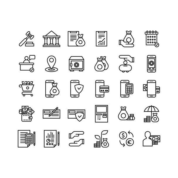 banking icon pack, outline style version - Vector, Image