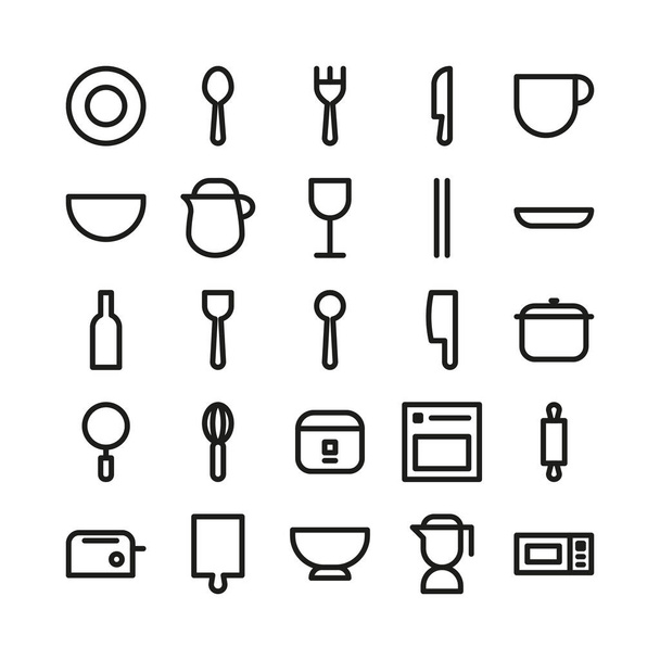 paquete de iconos de cocina, esquema versión de estilo
 - Vector, Imagen