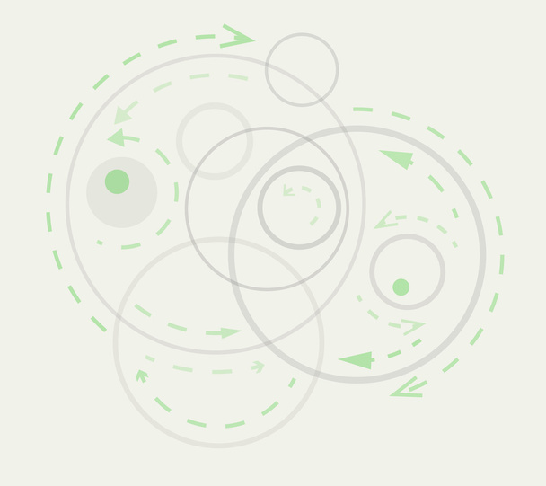 graue Kreise mit grünen Pfeilen - Vektor, Bild