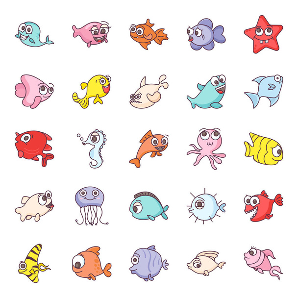 We are excited to present you with the greatest variety of fishes. The most colorful and beautiful cartoon fish make this pack amazing and unique. Check out this creative set and make it part of your collection. - Vector, Image