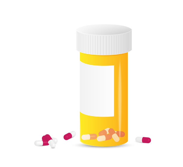 lahvička léku a pilulky - Vektor, obrázek