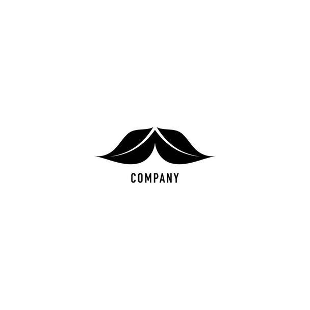 Abstract mustache illustrated with twin leaf shape. facial expressions logo concept isolated on white background. character logo design template - Vector, Image