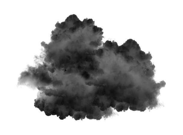 Nuages noirs ou fumée isolés sur fond blanc - Photo, image