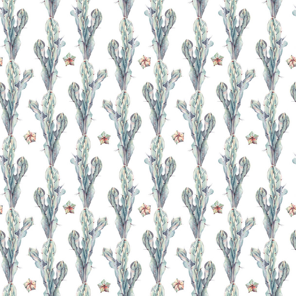 watercolor succulents seamless pattern. Watercolour decoration pattern. Vintage watecolour background. Perfect for wallpaper, fabric design, wrapping paper, digital paper. - Foto, Imagem