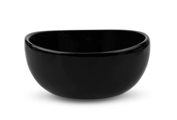 tazón de cerámica negro aislado sobre fondo blanco
 - Foto, Imagen