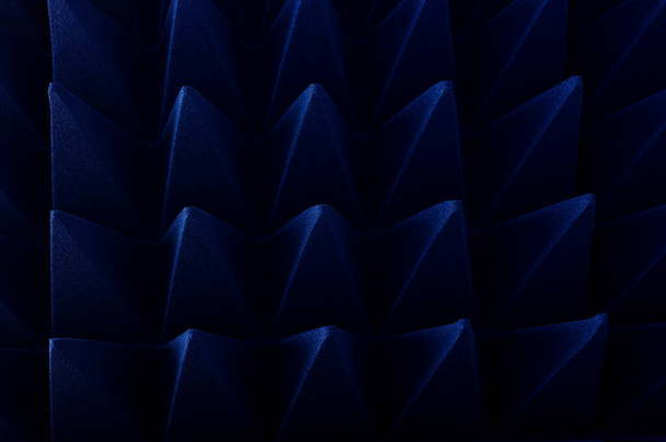 Niebieskie miękkie hybrydowe piramidy mikrofalowe i absorberów częstotliwości radiowych zbliżyć - Zdjęcie, obraz
