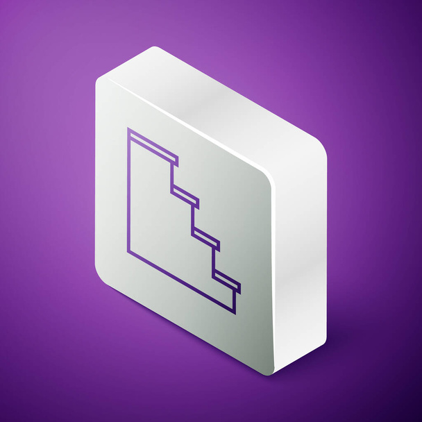 Isométrique ligne Icône escalier isolé sur fond violet. Bouton carré argenté. Illustration vectorielle
 - Vecteur, image