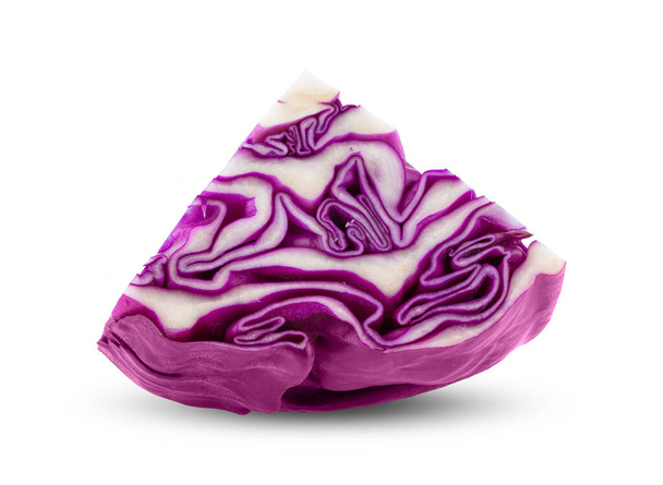 slice red cabbage isolated on white background. full depth of field - Фото, зображення