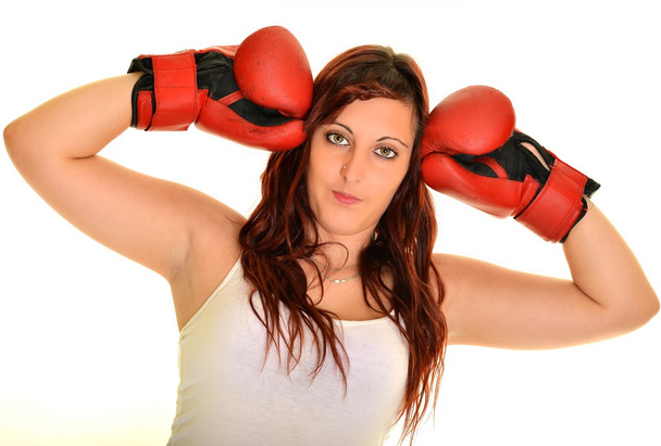 Esporte jovem mulher em luvas de boxe
 - Foto, Imagem