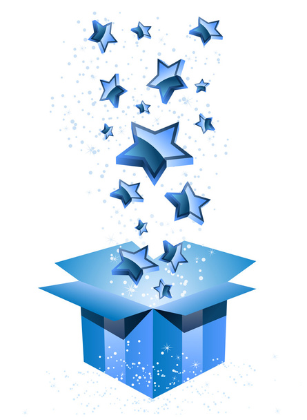 Gift Box Blue with Stars. - Vektori, kuva