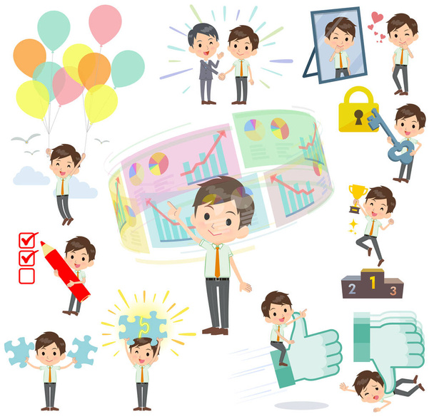 A set of school boy on success and positive.There are actions on business and solution as well.It's vector art so it's easy to edit - Vektor, Bild