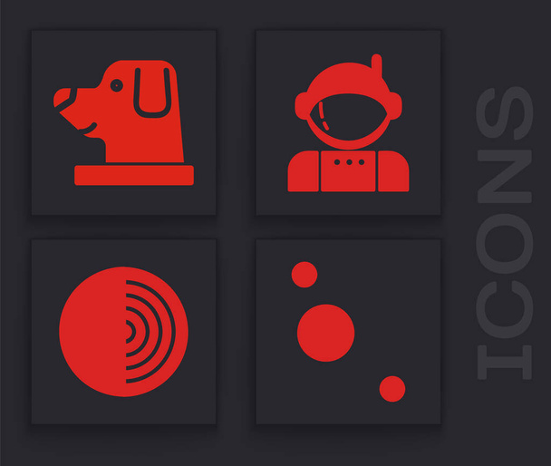 Set Sistema solar, Dog em capacete de astronauta, Astronauta e ícone da estrutura da Terra. Vetor
 - Vetor, Imagem