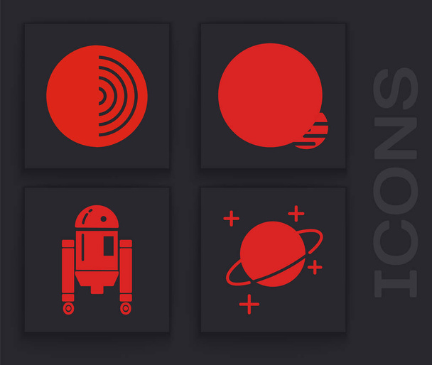 Stel Planeet, Aarde structuur, Planeet en Robot icoon. Vector - Vector, afbeelding