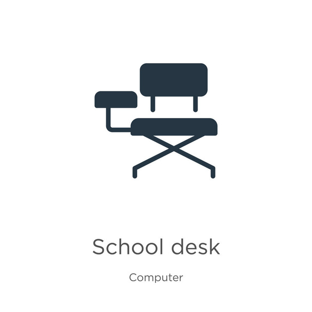 学校の机のアイコンのベクトル。白い背景に隔離されたコンピュータコレクションからトレンディなフラットスクールデスクアイコン。ベクターイラストは、ウェブやモバイルグラフィックデザイン、ロゴ、 eps10に使用できます。 - ベクター画像